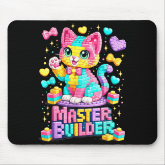 Tapis De Souris Garçon Fille Enfant Bloc Brique Construction Chat