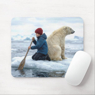 Tapis De Souris Garçon sauvant un ours polaire