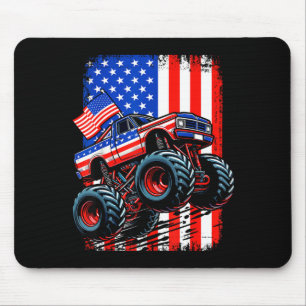 Tapis De Souris Garçons camion monstre drapeau américain camion mo