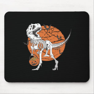 Tapis De Souris Garçons d'Halloween Dinosaure Squelette T Rex Citr