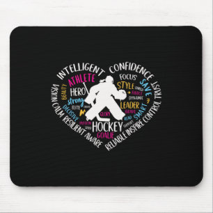 Tapis De Souris Gardien de hockey féminin Amour cœur pour les adol