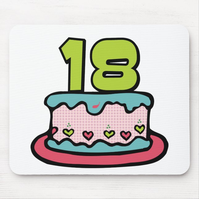 Tapis De Souris Gâteau d'anniversaire de 18 ans (Devant)