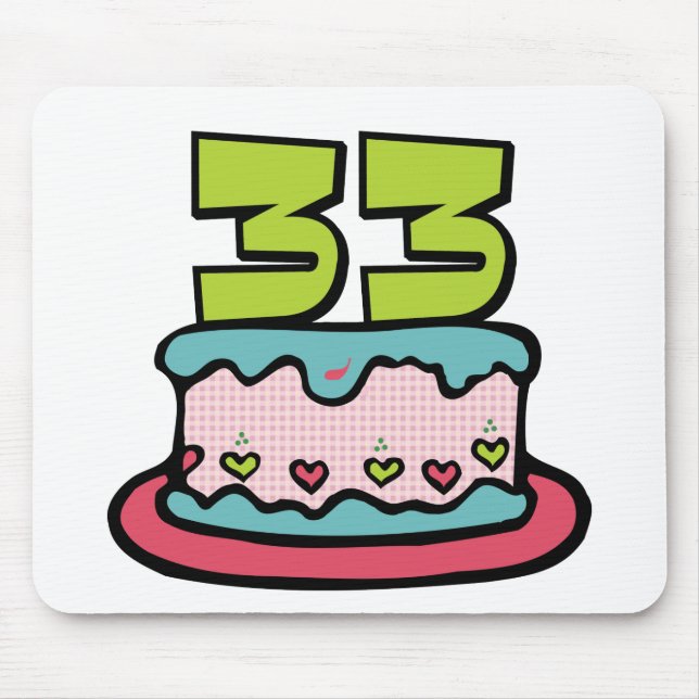 Tapis De Souris Gâteau d'anniversaire de 33 ans (Devant)