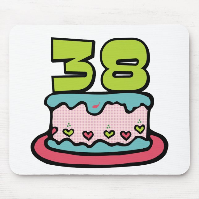 Tapis De Souris Gâteau d'anniversaire de 38 ans (Devant)