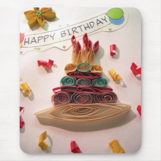 Tapis De Souris Gâteau d'anniversaire de Quilling (Devant)