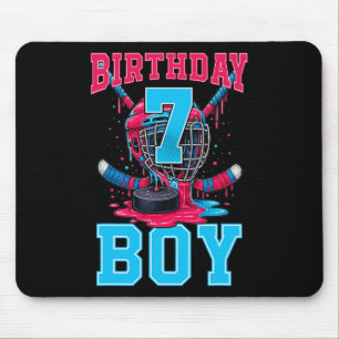 Tapis De Souris Gâteau de 7e anniversaire de garçon de hockey crèm