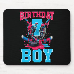 Tapis De Souris Gâteau de 7e anniversaire de garçon de hockey crèm