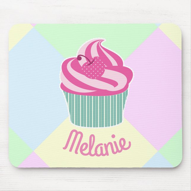 Tapis De Souris Gâteau rose personnalisé couleurs pastel mignon (Devant)