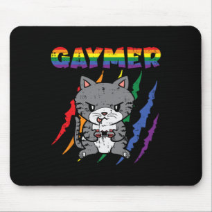 Tapis De Souris Gaymer Purride Chat jeu vidéo Gamer Lgbtq Rainbow