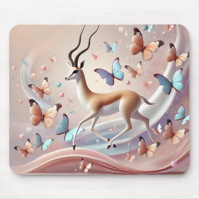 Tapis De Souris Gazelle and Butterflies Fantasy Art (Devant)