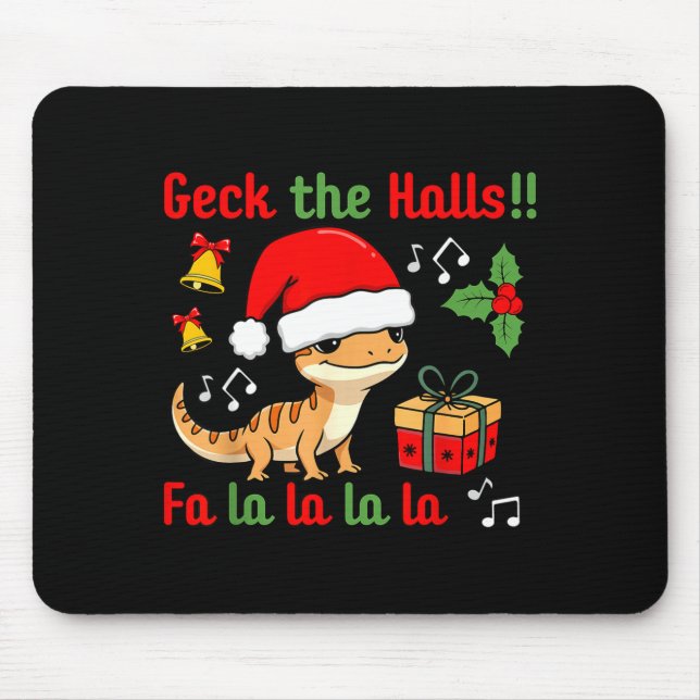 Tapis De Souris Geck The Halls Leopard Gecko Christmas Pun Pet Own (Devant)
