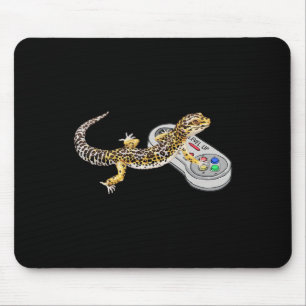 Tapis De Souris Gecko léopard jouant au jeu vidéo lézard et reptil