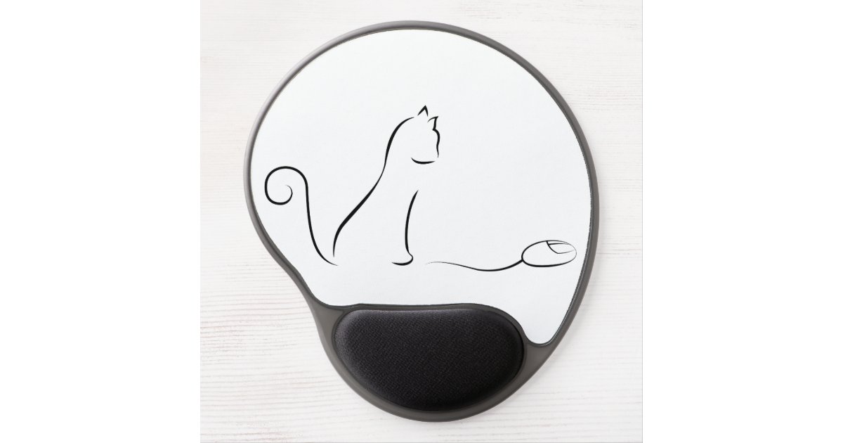 Tapis De Souris Gel Dessin Au Trait Chat Avec La Souris Zazzle Ca