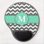 Monogramme gris et turquoise Mousepad de Chevron