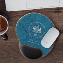 Nautical Rope Monogram Map Blue