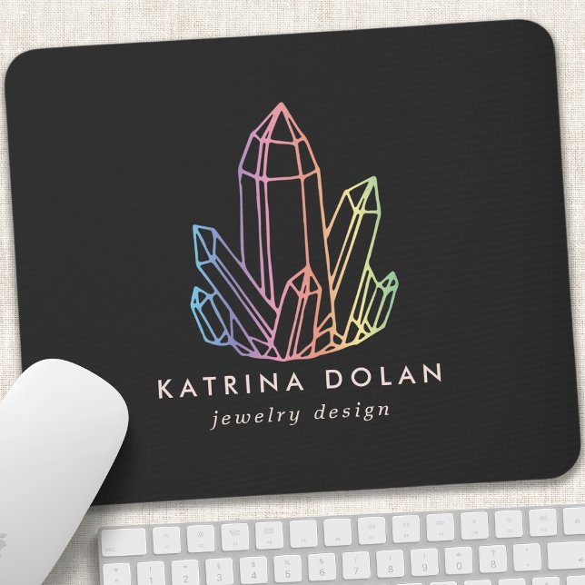 Tapis De Souris Gemstone Rainbow Quartz Crystal Business Logo (Créateur téléchargé)