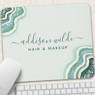 Tapis De Souris Géode d'agate pailletée de sarcelle Luxe Chic