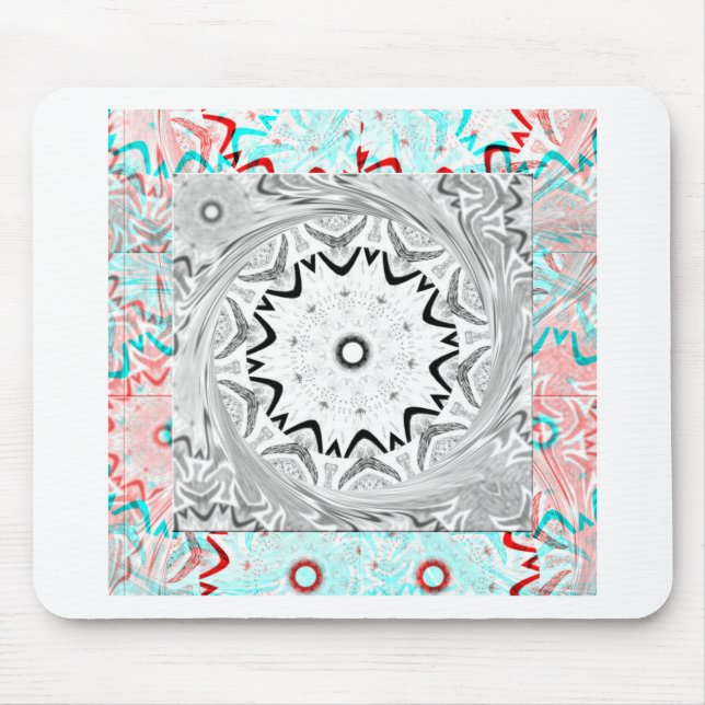 Tapis De Souris Géométrie en cyan rose africain (Devant)