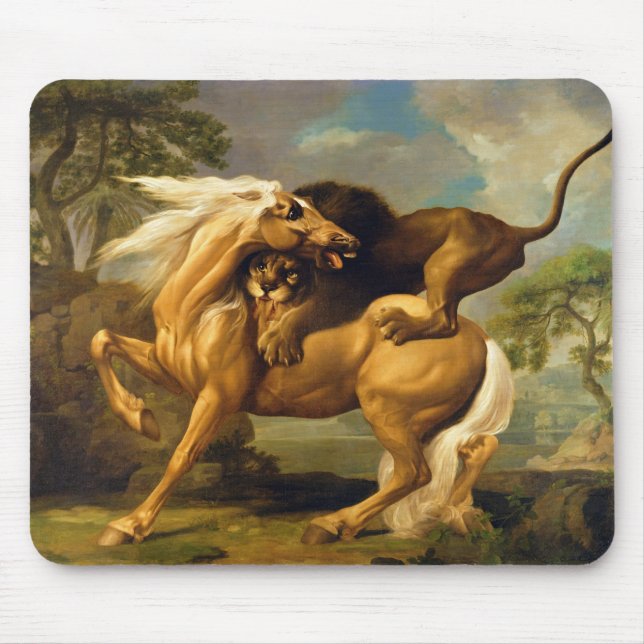 Tapis De Souris George Stubbs | un lion attaquant un cheval, (Devant)