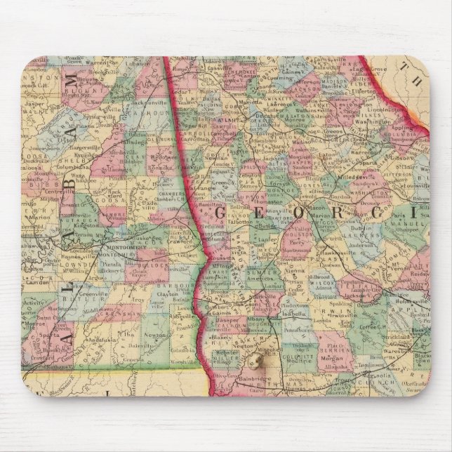 Tapis De Souris Géorgie, Alabama Carte par Mitchell (Devant)