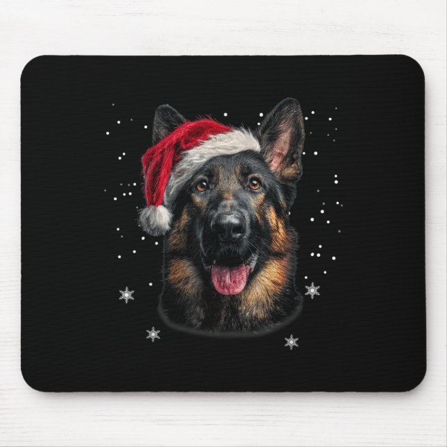 Tapis De Souris German Shepherd Christmas Funny Santa Hat Dog Xmas (Devant)