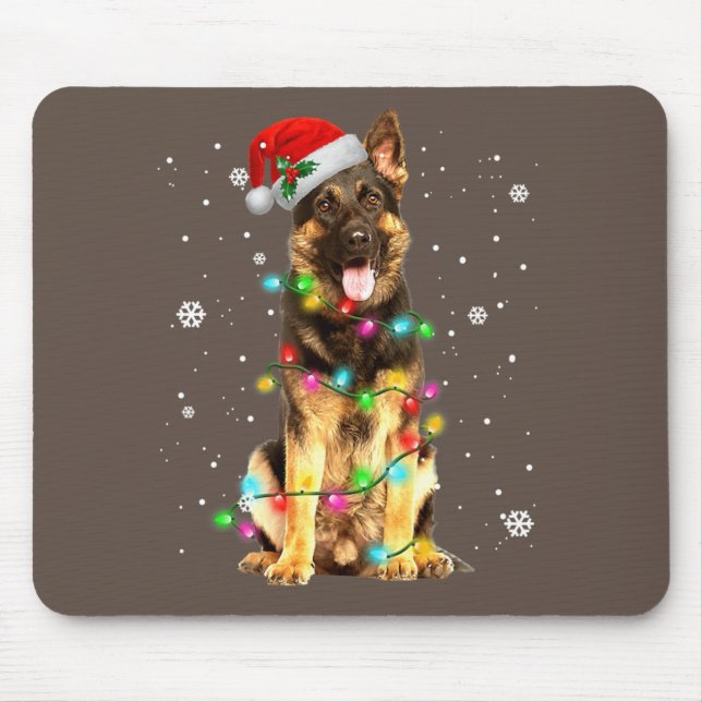 Tapis De Souris German Shepherd Dog Tree Christmas Sweater Xmas Do (Devant)