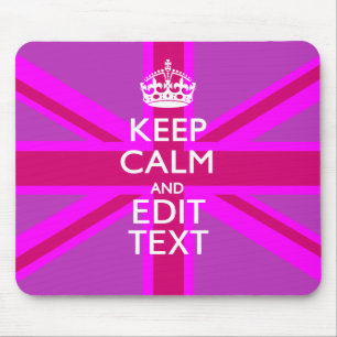 Tapis De Souris Get Your Keep Calm Text on Fuchsia Union Jack