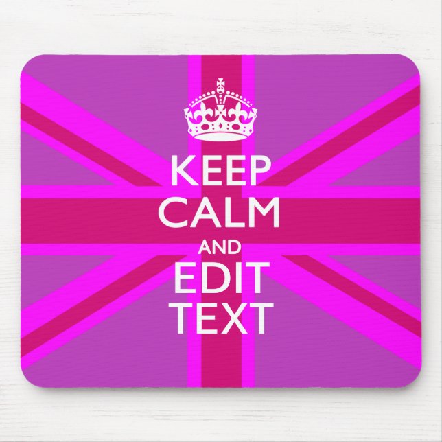 Tapis De Souris Get Your Keep Calm Text on Fuchsia Union Jack (Devant)
