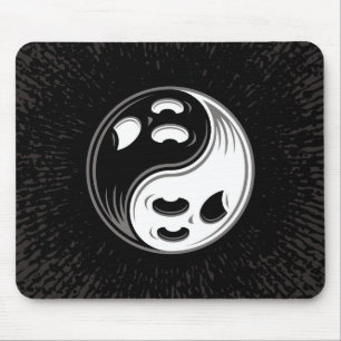 Tapis De Souris Ghost Yin Yang Black and White