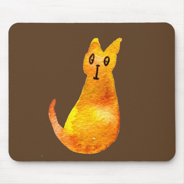 Tapis De Souris Ginger cat mignon aquarelle illustration art (Devant)