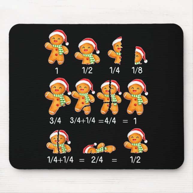 Tapis De Souris Gingerbread Cookie Santa Hat Fraction Math Teacher (Devant)