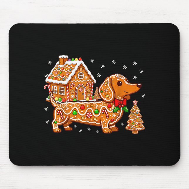 Tapis De Souris Gingerbread Dachshund Christmas Tree House Cookie  (Devant)