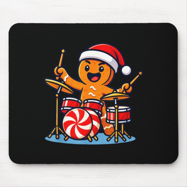 Tapis De Souris Gingerbread Man Playing Drums  (Devant)