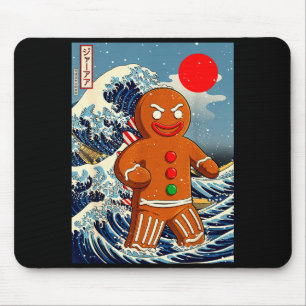 Tapis De Souris Gingerbread-zilla Art Japonais Vintage Drôle Noël