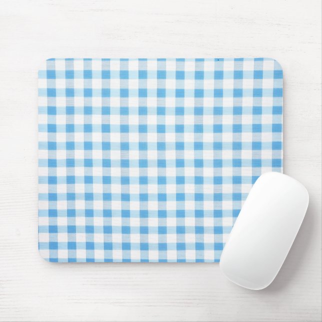Tapis De Souris Gingham Bleu Bébé (Avec souris)