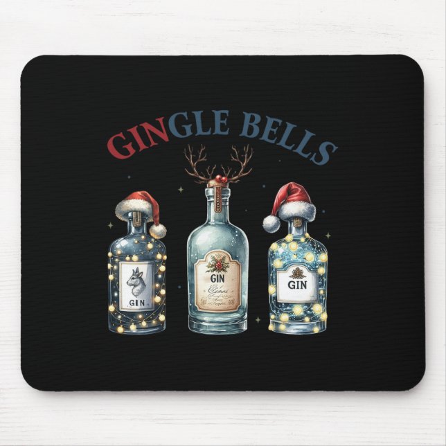 Tapis De Souris Gingle Bells Funny Gin Gin Bells Christmas Tree Me (Devant)