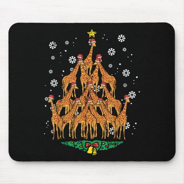 Tapis De Souris Girafe Arbre de Noël Animal Noël Femmes Hommes (Devant)
