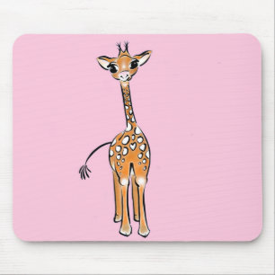 Tapis De Souris Girafe en croûte rose