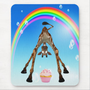 Tapis De Souris Girafe, petit gâteau et arc-en-ciel mignons et