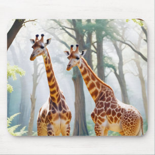 Tapis De Souris Giraffe Animal Nature Faune Affection Soin