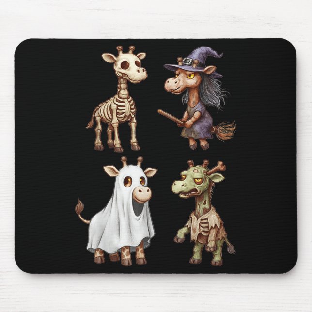 Tapis De Souris Giraffe Boo Zombie sorcière Halloween femmes costu (Devant)