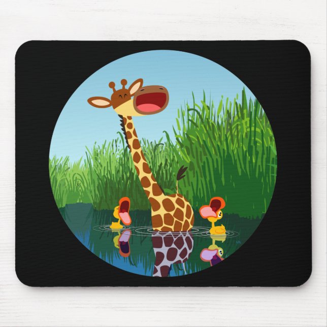Tapis De Souris Giraffe & Canards en caricature (par télescope) Mo (Devant)