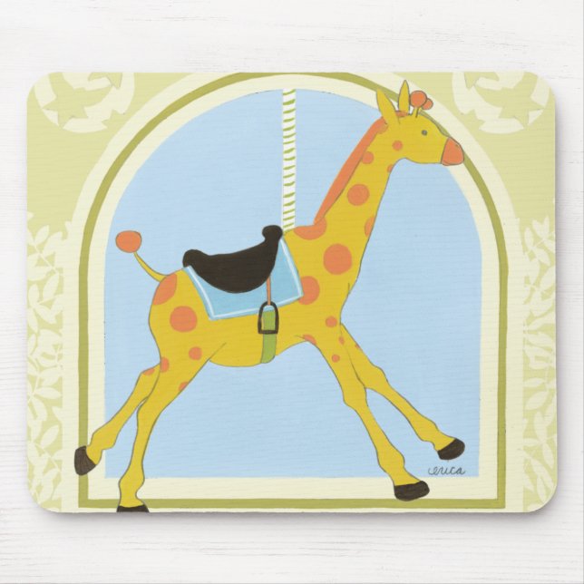 Tapis De Souris Giraffe de carrousel par Juin Erica Vess (Devant)