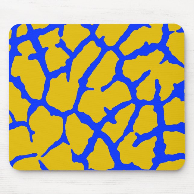 Tapis De Souris Giraffe Imprimer bleu jaune (Devant)