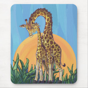 Tapis De Souris Giraffe maman et bébé