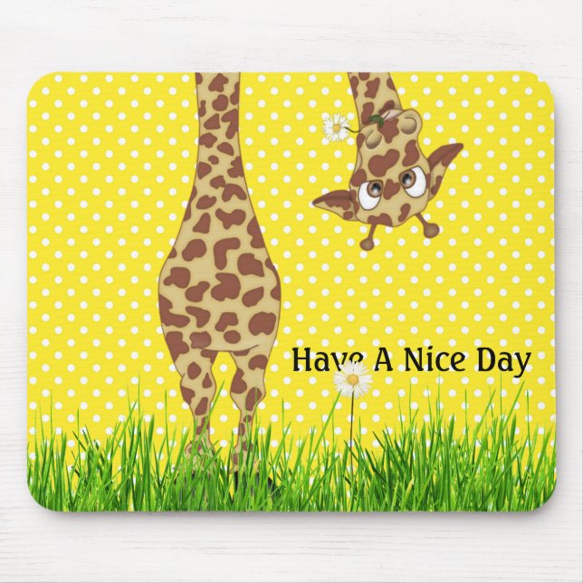 Tapis De Souris Giraffe Sur Pois Avec Maisonnerie (Devant)