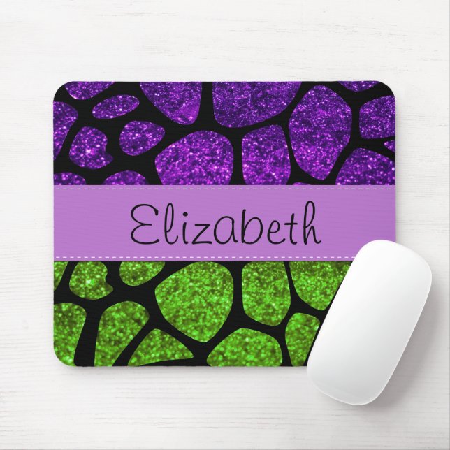 Tapis De Souris Giraffe Verte, Giraffe Violette, Parties scintilla (Avec souris)