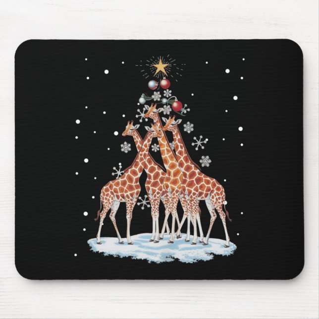 Tapis De Souris Giraffes Xmas Tree Giraffe Christmas Tree Merry Ch (Devant)