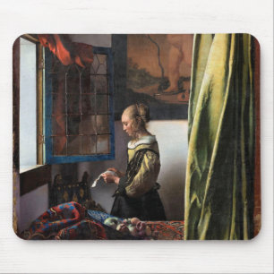 Tapis De Souris Girl Reading a Letter à Open Window, Vermeer