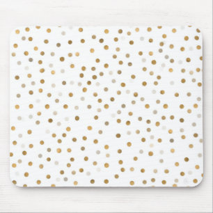 Tapis De Souris Girly Gold Dots Confetti White Design